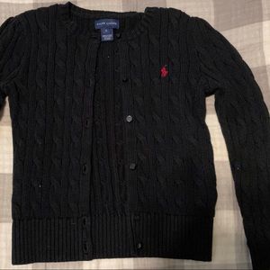 Black Ralph Lauren Girls Cable Knit Sweater